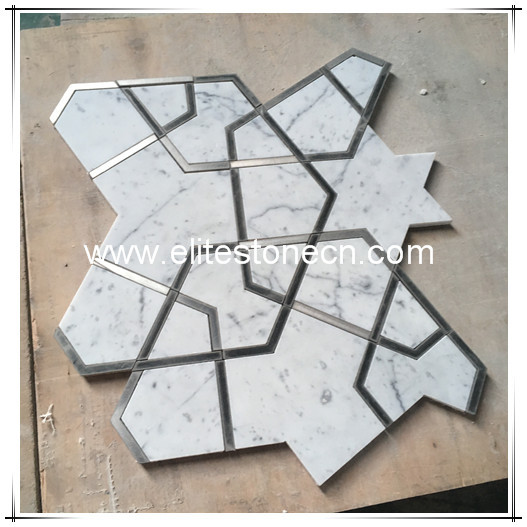 ES-W158 Hot Sell White Waterjet Marble Mosaics Interior Wall Decorative Carrara White Basketweave Marble Mosaic