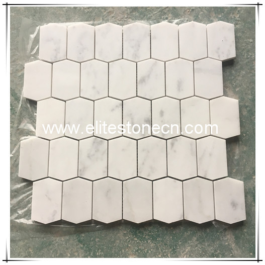 ES-C23 Hexagon Carrara White Polish marble mosaic