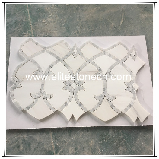 ES-W191 Factory Price Waterjet Marble Mosaic Tile For Bathroom Wall
