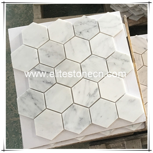 ES-C51 Wholesale carrara white hexagon marble mosaic tiles for kitchen and bathroom wall tiles