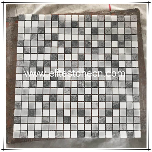 ES-R47 Light Grey Stone Mosaic Tile Polished Square Marble Mosaic