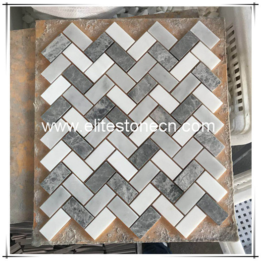 ES-R48 Herringbone Polished Italy Grey marble mosaic
