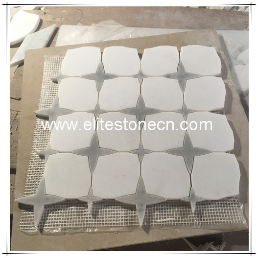 ES-T28 greece thassos white and grey marble flower pattern marble mosaic tile
