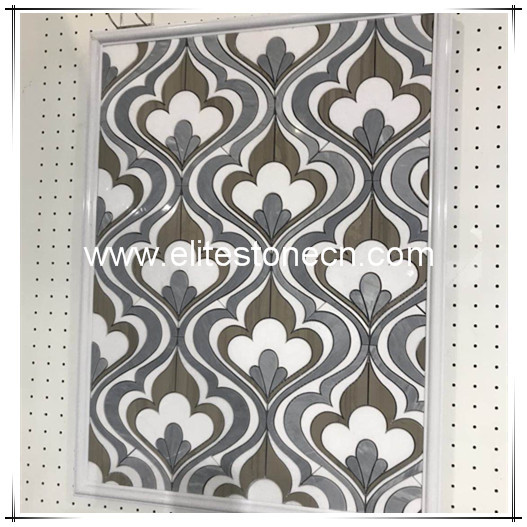 ES-W195 Factory mosaic supplies decoration water jet marble floor flower tiles designs