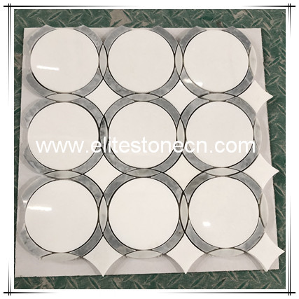 ES-T80 Thassos white design round circle stone marble mosaic