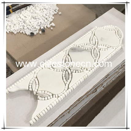 ES-K13 White Lantern Mosaic Shape Marble Flooring Border Designs Tile