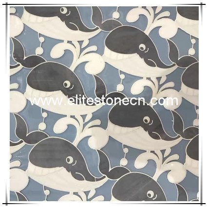 ES-W213 factory fashion design marble inlay waterjet floor medallion tile price
