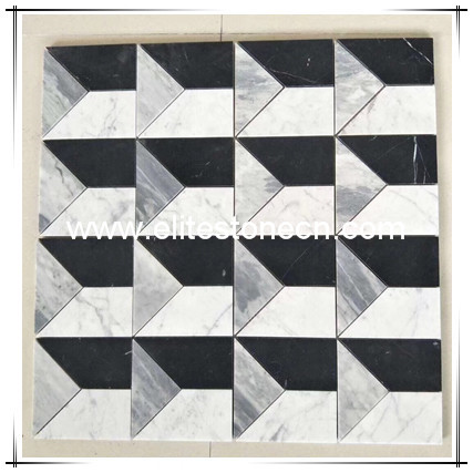 ES-W215 3D Effect Interior Wall Decoration Square Marble Mosaic