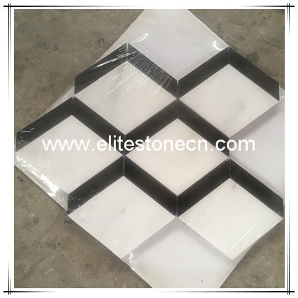 ES-O22 China Oriental White Marble Home Decor Irregular Types Rhombus Backsplash Mosaic Wall Tile For Sale