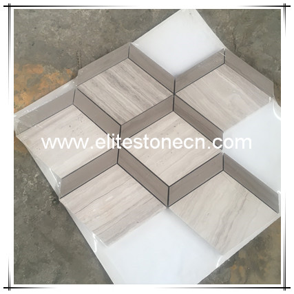 ES-H31 Grey wood grain rhombus marble mosaic for wall tile