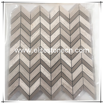 ES-H32 Discount White Wood Vein Herringbone Arrows Tile Marble Mosaic