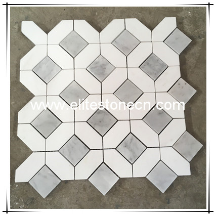 ES-C55 Hexagon shape chip 2x2 tile Carrara white marble mosaic for wall flooring design