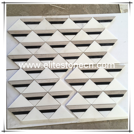 ES-T45 Hot Selling Backsplash Mosaic And Bathroom Triangle Marble Mosaic Tile