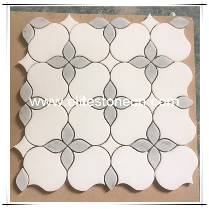 ES-T47 mix carrara thassos natural stone marble tile flower shape stone mosaic