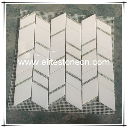 ES-T49 Thassos White Chevron Bathroom Stone Wall Tiles Mosaic Pattern