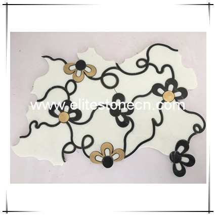 ES-W254 Brass inlay water jet marble tile luxury mosaic wall tile