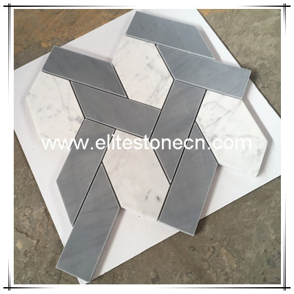 ES-C57 High Quality Factory Carrara White Long Strip Hexagon Marble Mosaic for decoration