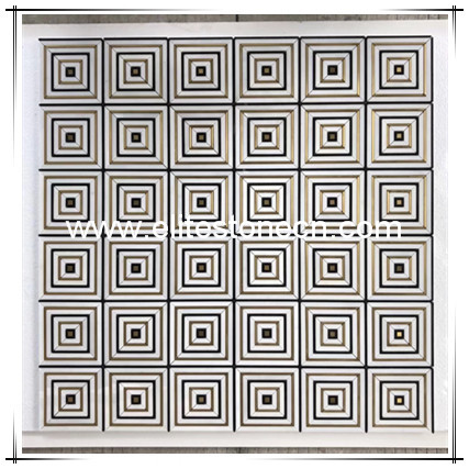 ES-W255 Black and White Square Marble Mosaic For Interior Decoration