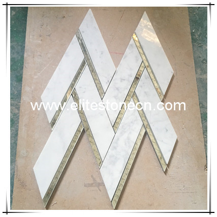 ES-C58 Bianco carrara venato marble bathroom chevron mosaic wall tiles design