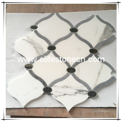 ES-G42 Water Jet White Marble Lantern Mosaic Bathroom Wall And Floor Tile