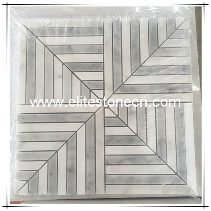 ES-C59 cheap price water jet cutting Carrara mosaic bathroom wall and floor tiles