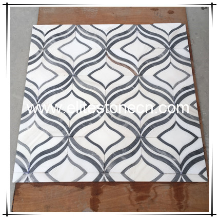 ES-W263 Light Grey White Polished Arabesque Stone Marble Lantern Mosaic Tile For Kitchen Shower Backsplash