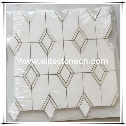 ES-W266 factory supply pure white marble with shell waterjet mosaic tile