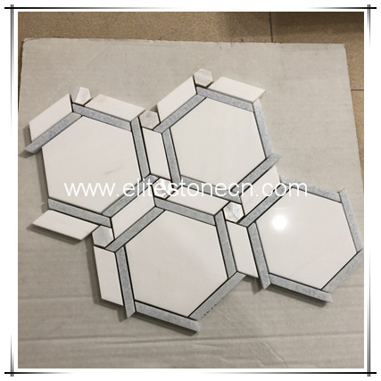 ES-W438 China white marble hexagon mosaic tile for floor tiles