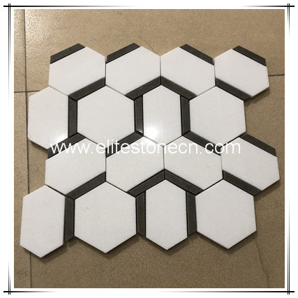 ES-T81 White Hexagon Marble Mosaic Bathroom Wall Tiles mosaic