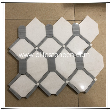 ES-W441 Reliable Vendor Hexagon Marble Mosaics Mesh Mounted Mosaic For Hotel Project 
