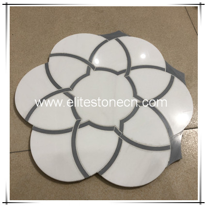ES-W442 White mixed Black Flower Art Stone Marble Mosaic for Wall Decoration