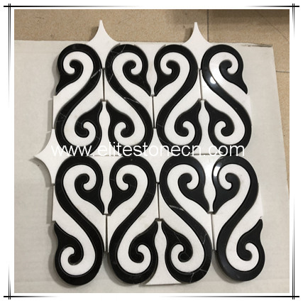 ES-W443 Wholesale wall and tile pattern white and black marble mosaic