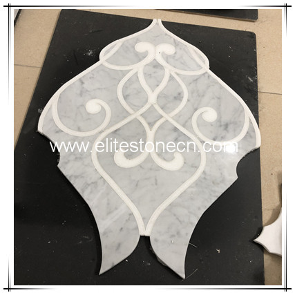 ES-W449 Italian Bianco Carrara White Marble Lantern Mosaic Tile for Bathroom Wall and floor