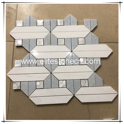 ES-W448 long hexagon interlocking art marble mosaic