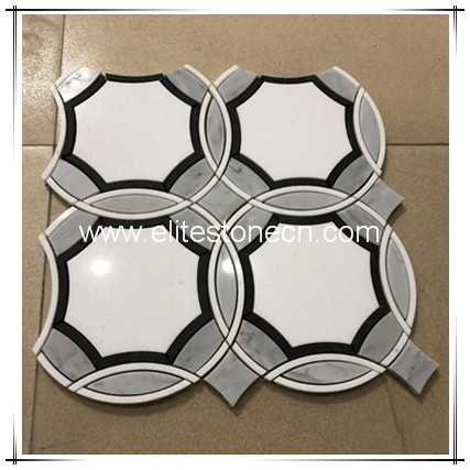 ES-W451 Wholesale high quality irregular white marble waterjet circle mosaic tile