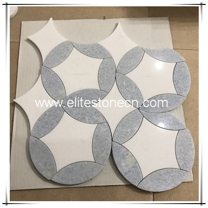 ES-W459 Luxury Thassos white with Argentina Blue Marble Mosaic