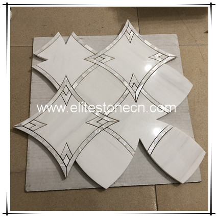 ES-W469 Shell and White Marble Leaf Shaped Mosaic 