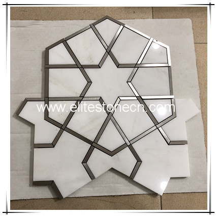 ES-T83 Pure White Marble Hexagon Mosaic Tiles for Walls Floor Bathroom Walls Kitchen