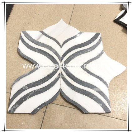 ES-W478 Factory grey marble china flower waterjet mosaic tile design