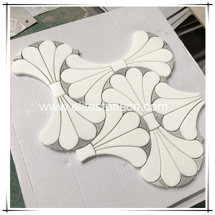 ES-W481 Thassos white mixed bianco carrara flower shape design marble mosaic tile