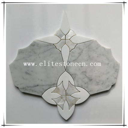 ES-W486 Luxury Wall Decoration Marble Daisy Pattern Backsplash Italian White Carrrara Waterjet Tile Flower Shape Marble Stone Mosaic