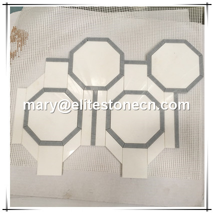 ES-T84 Cheap wholesale price carrara thassos hexagon waterjet mosaic tile