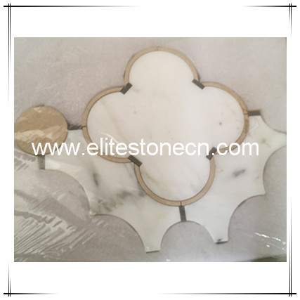 ES-W496 Calacatta gold marble mosaic waterjet cut for flower designs