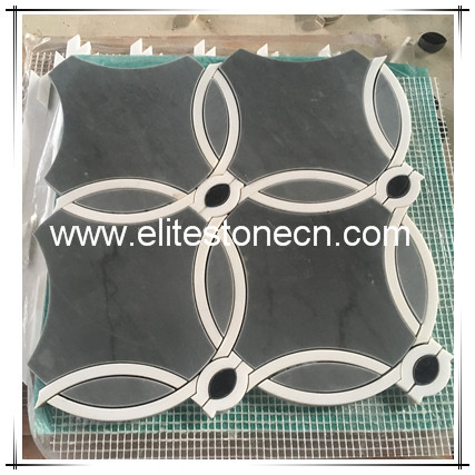 ES-W503 White Grey Paving Stone Round Marble Wall Mosaic Pattern