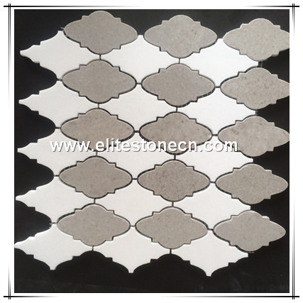ES-W508 Home Decoration Polished White Marble Waterjet Mosaic Tiles