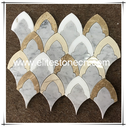 ES-W509 Custom Design Natural Gray marble waterjet mosaic Tile