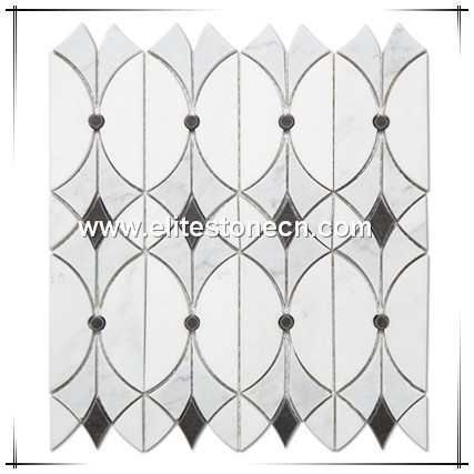 ES-W510 China Best white floor medallion waterjet marble mosaic tile