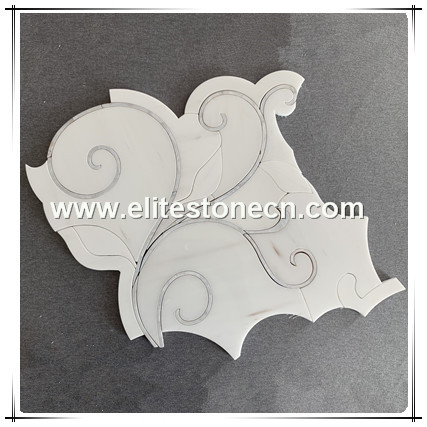 ES-W514 Water Jet Marble Mosaic with mother of shell inlay mosaic tile