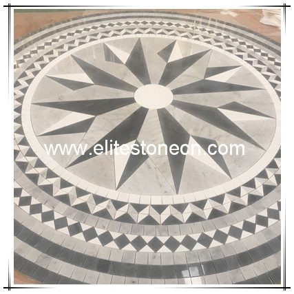 ES-L07 Inlay tile square mosaic floor patterns marble waterjet medallion