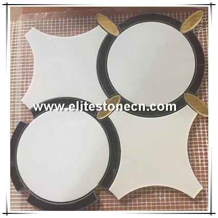 ES-W282 Waterjet Marble Penny Round shaped Bathroom Wall Mosaic